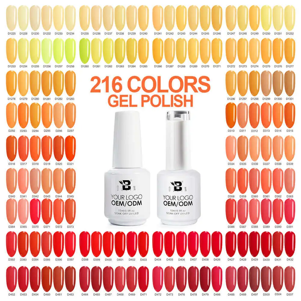 2023 New 216 Colors 15ml High Pigment Soak Off UV Gel Polish with HEMA TPO FREE