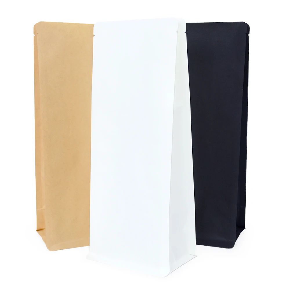 2024 Hot Sale Matte Resealable Custom Printed Kraft Block Bottom Bags Side Gusset Plastic Packaging Bag Pouch