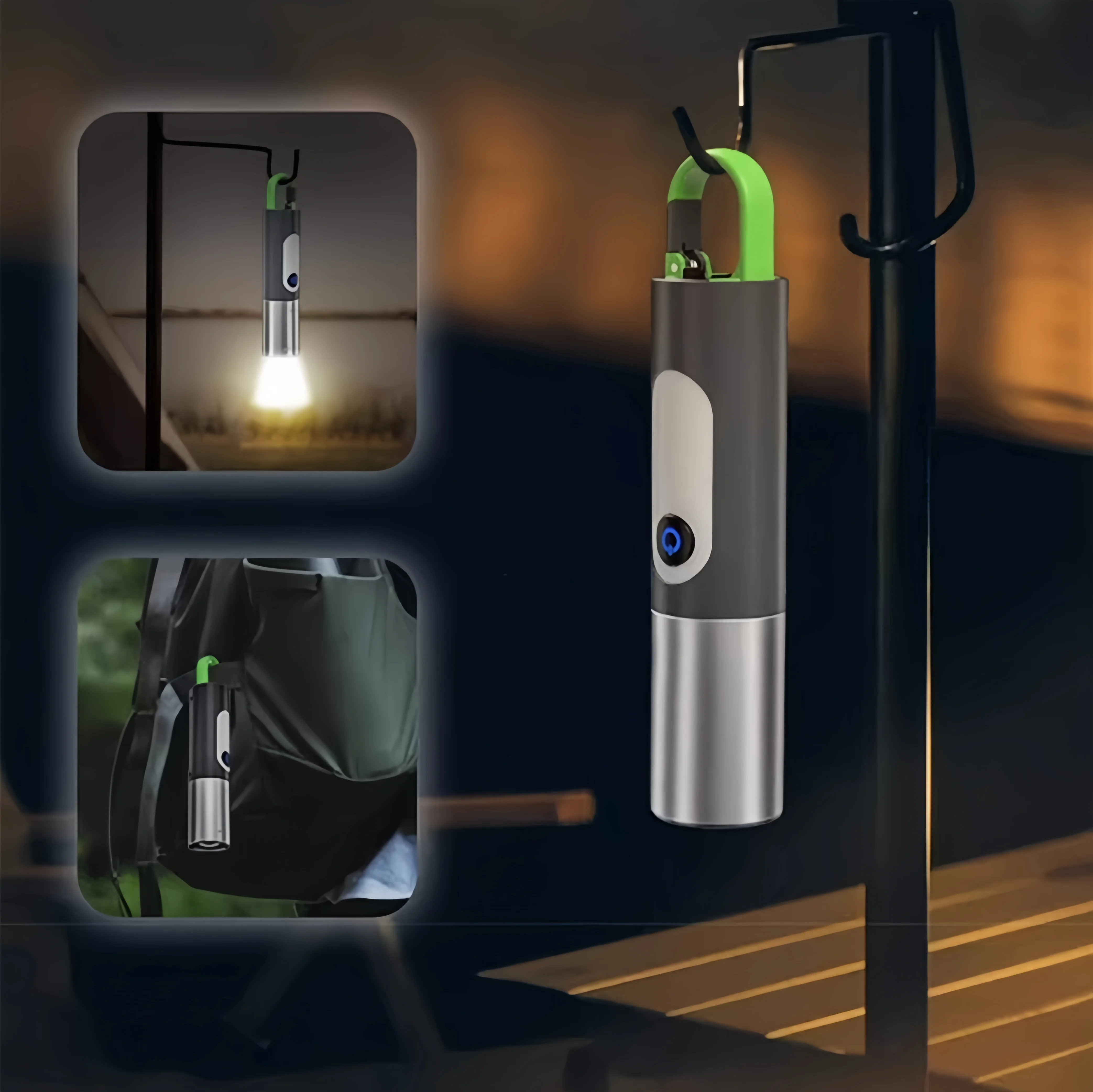 Multi-Functional COB Side Light Burst White Laser Flashlight for Mountaineering & Camping USB Rechargeable ABS Body LED Bulb