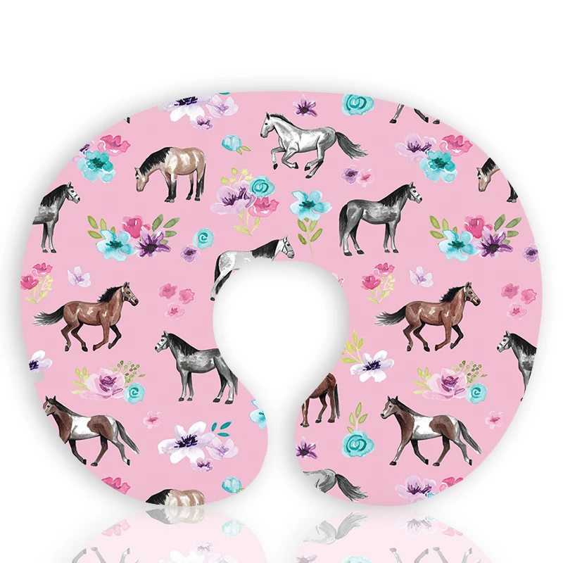Customize infants Baby Nursing Pillow Covers Western Horse Printed Milk Silk U-Sharpe Pillow Case