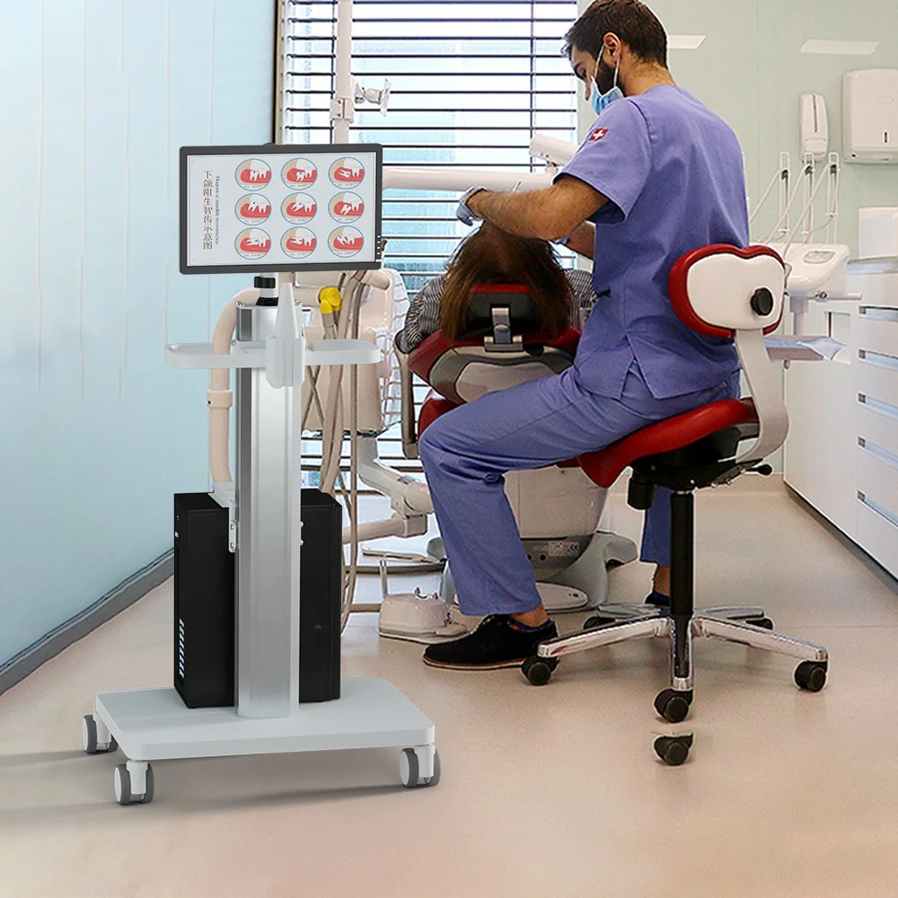 Medical Mobile Trolley for  Hospital School Office Dental Clinic With Monitor Mount Nurse Rounds Cart OC-2