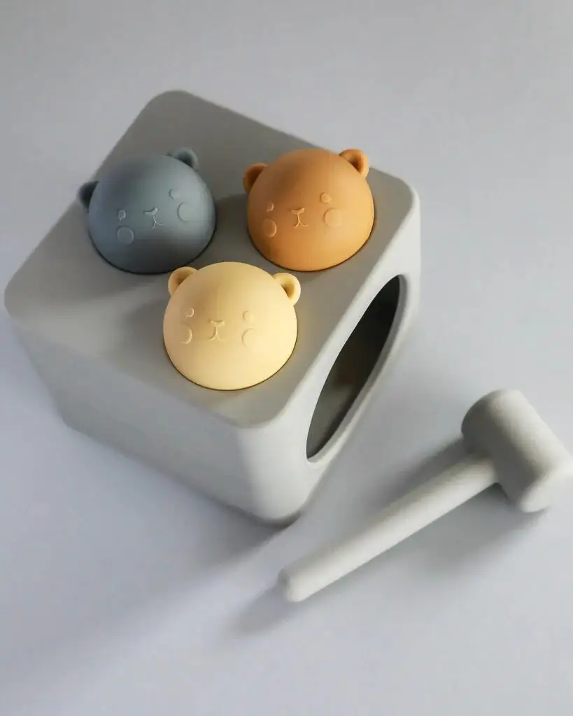 Silicone Hamster Knockout Activity Toy, Hamster Knockout Practice Fine Motor Skills Toy, Kids Silicone Mallet Hammer Hamster Toy