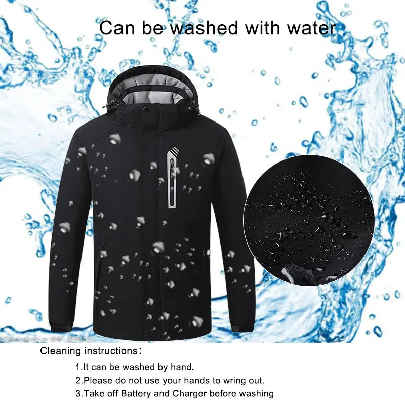 OEM winter outdoor Washable Removable hood jacket With Heated Custom Logo Battery Heated Jacket
