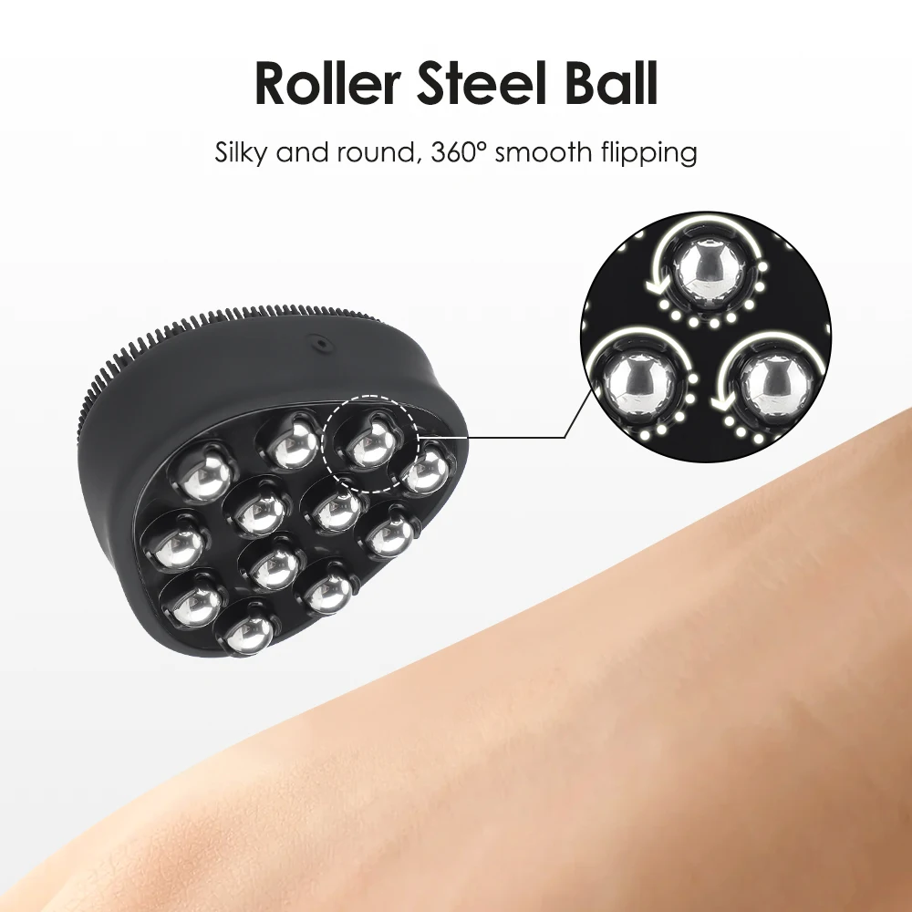 Mini Sonic Vibration Face Massager EMS Micro-current Silicone Facial Cleansing Brush With Steel Roller