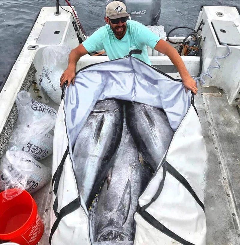 Insulated Large Fish Kill Bag Fish Cooler Portable Tuna Bag Waterproof Fish Bag Keep Ice-Cold and Fresh over 48H