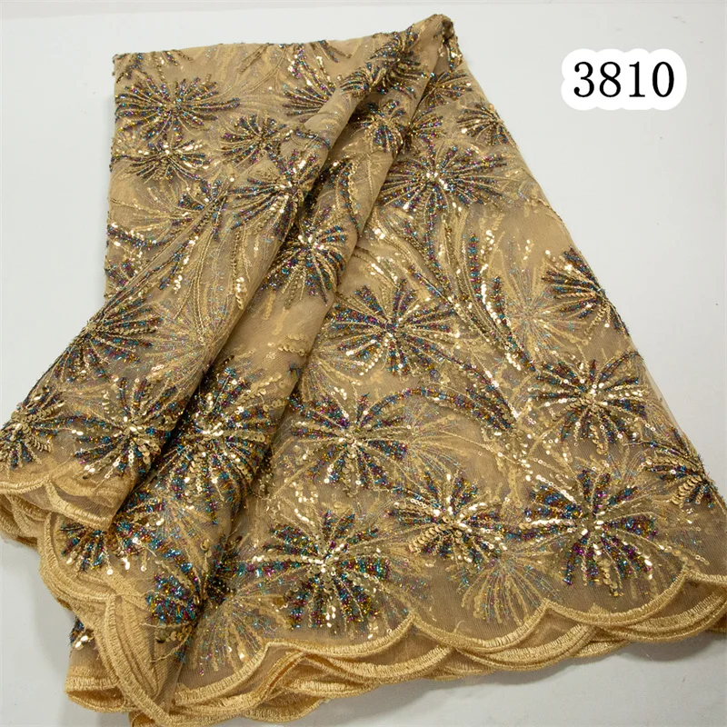 3810 Cheap Luxury French Mesh Lace Fabric 5 Yard Colorful Line African Lace Fabric 2024 High Quality Nigerian Dress for Women
