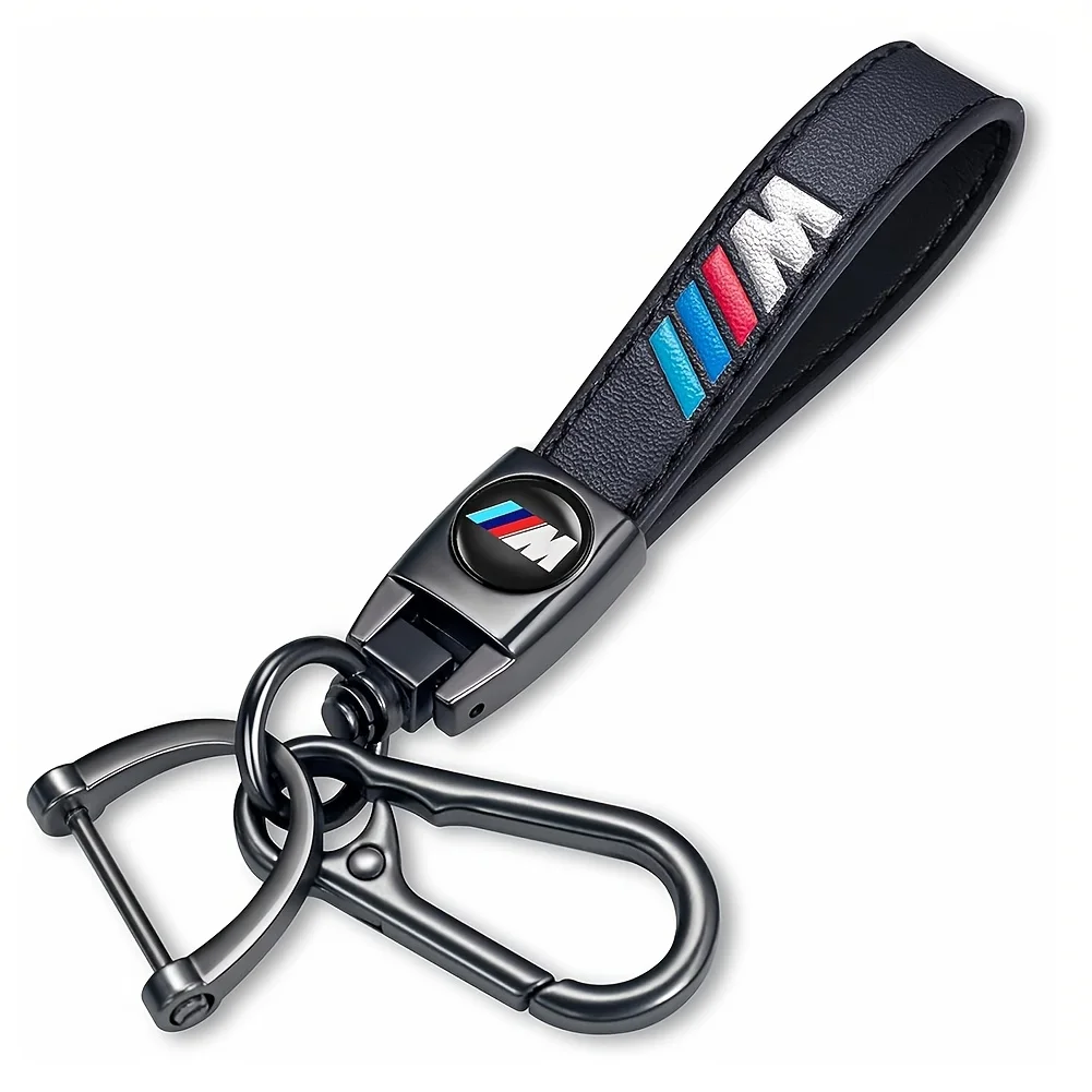 Faux Leather Car Key Chain Metal Car Keyring Keychain Compatible For M1 M3 M5 X1 X5 X6 Z4 3 5 7 SeriesCar Key Fob Accessory Men