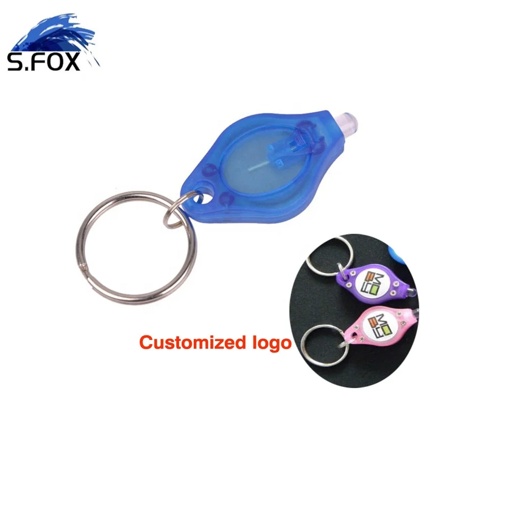 Factory Make CR2032 Press Switch Key Ring Super Mini LED Plastic Keychain