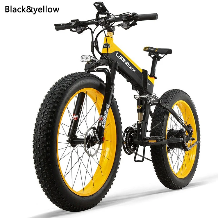 
LANKELEISI T750PLUS 27-speed mountain bike 1000w 48v14.5ah Panasonic lithium battery 26 inch Fat tire foldable electric bike 
