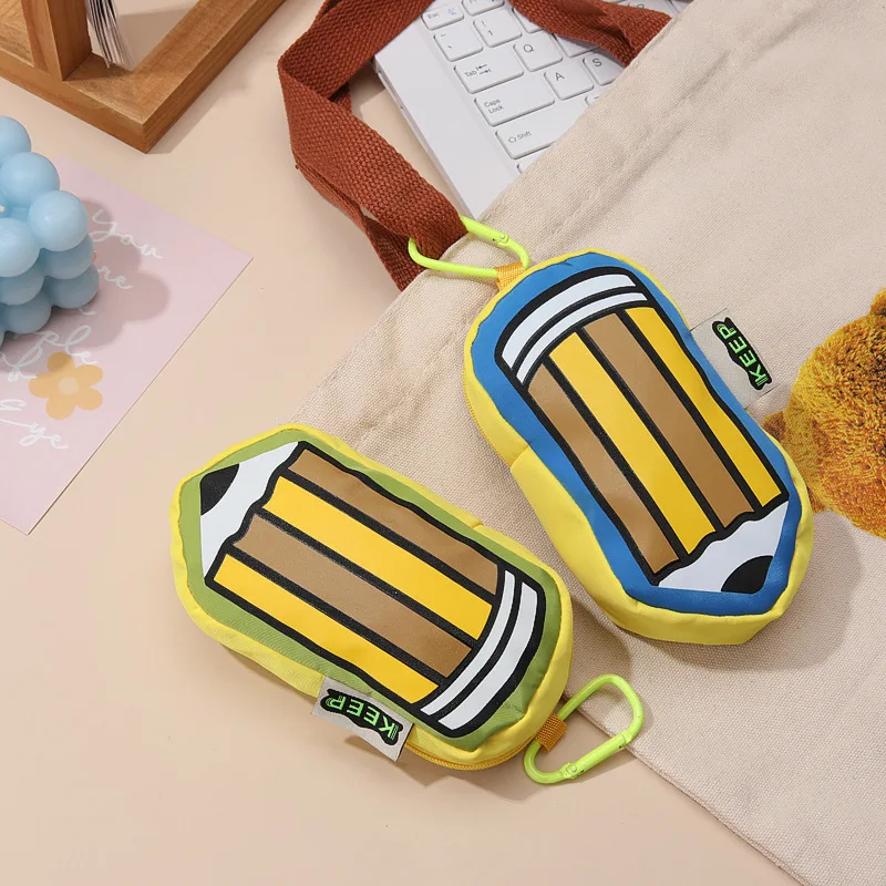 Fashion color striped pen bag multi-functional Coin wallet ID card bag pendant ins wind headphone bag