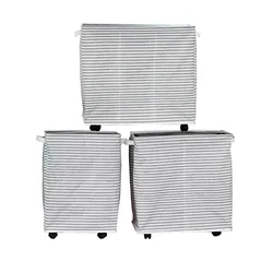 Colapsable collapsible folding dirty clothes laundry basket divided 2 compartments 3 section with wheels