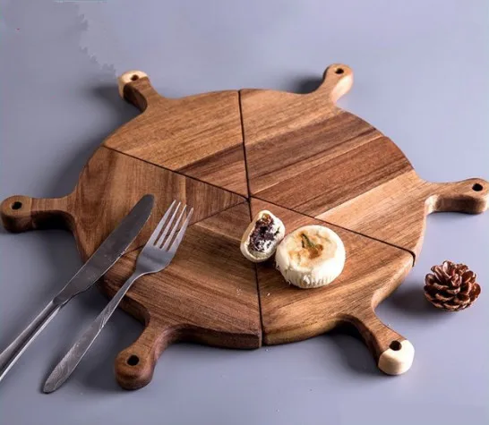 European creative wooden split steak plate pizza plate