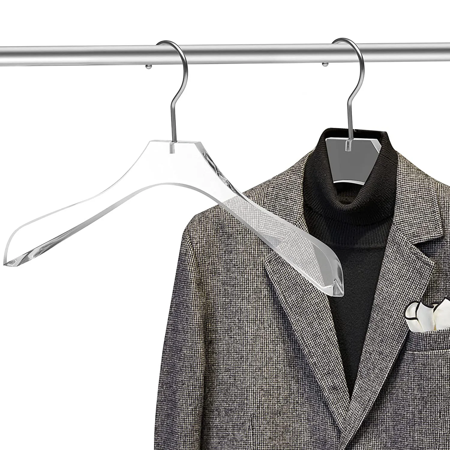 Clear Acrylic Clothing Curved Stylish Coat Adult Hangers for Dress Suit