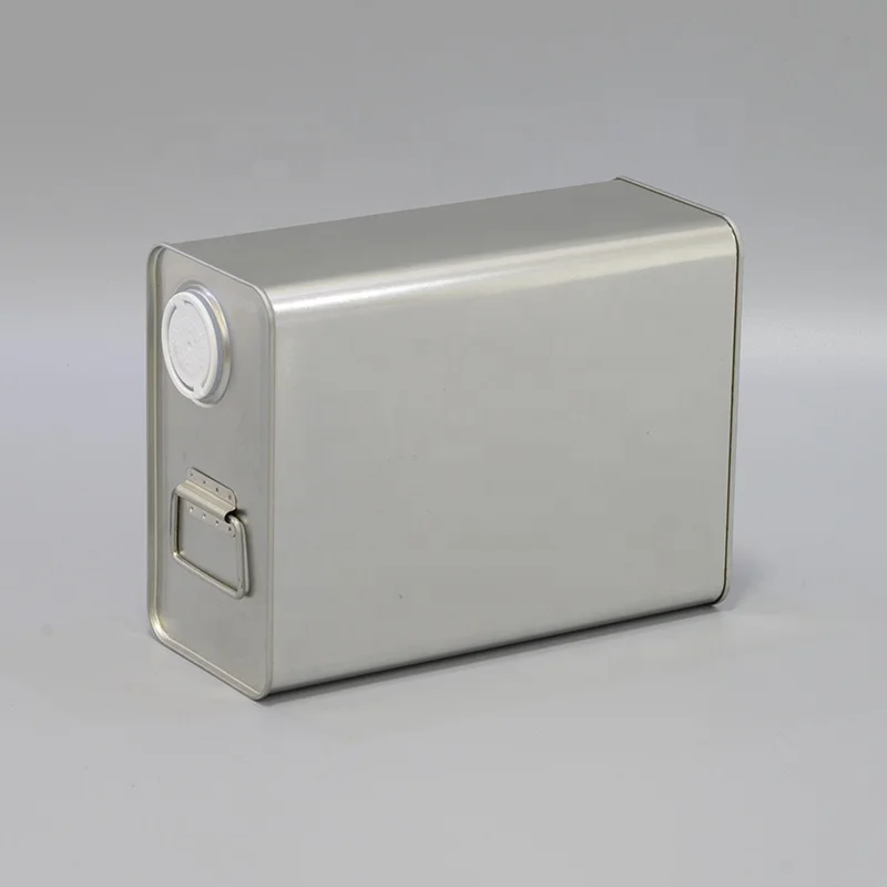 1 Gallon 4L Oblong Tin Can with Metal Handle and Plastic Spout Engine Oil Tin Container Lubricant Oil Motor Canister