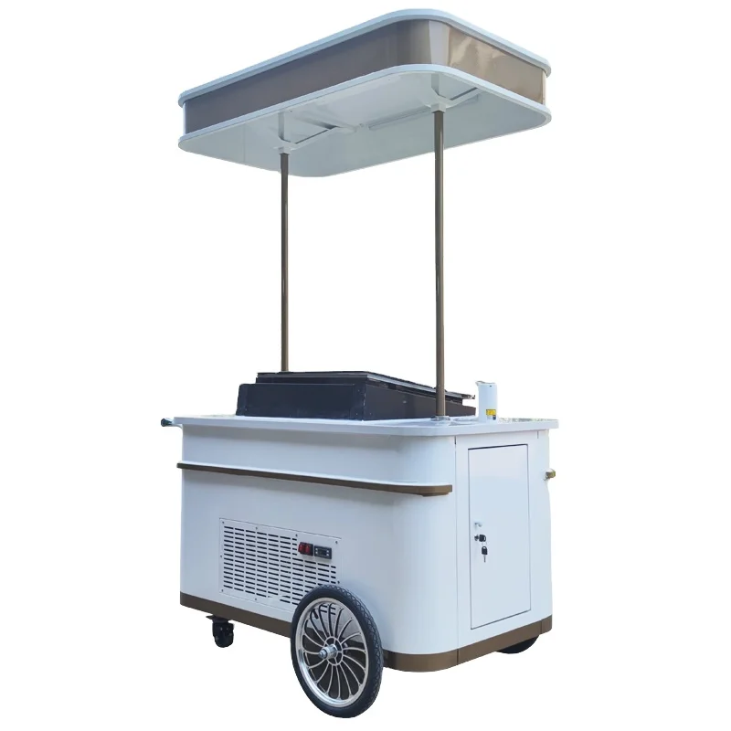 Mobile Outdoor Portable Commercial Food Kiosk Carts Electric Ebike Customized Restaurant Trolley Modern Coffee Bike Metal +wood
