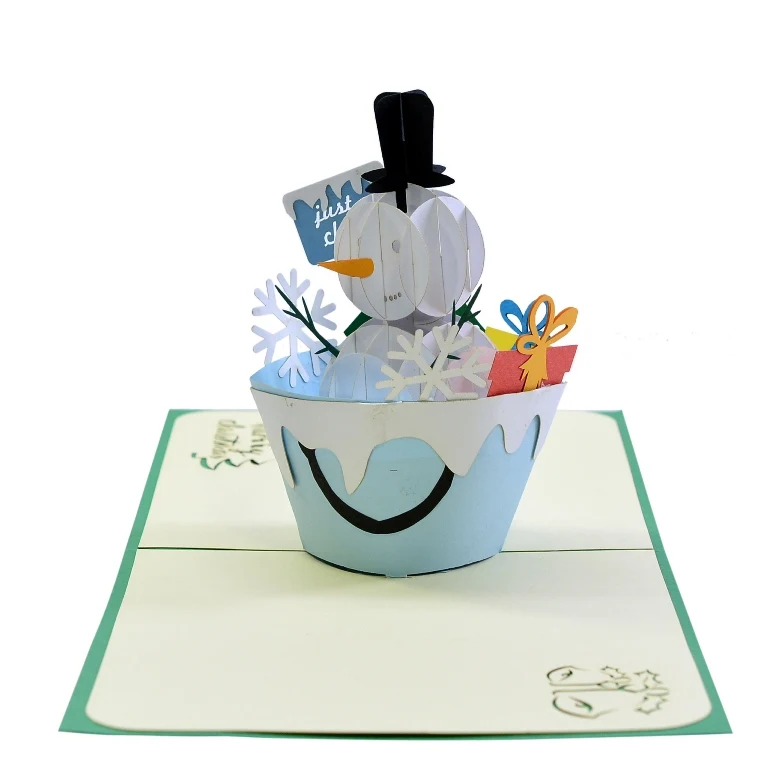 Best Selling Wholesale Price Snow Man Decoration And Gift Laser Cut Paper Greeting Cards supplier from Viet Nam