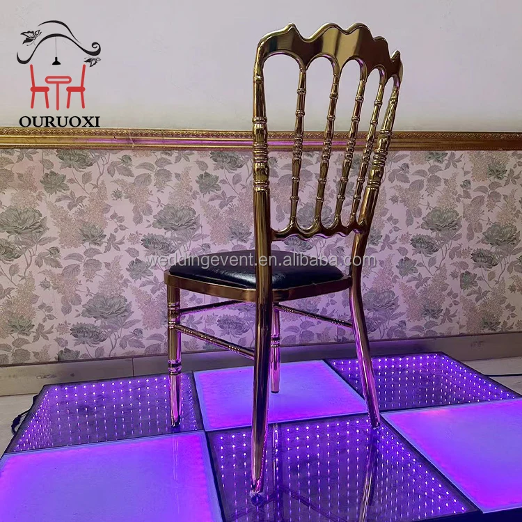 Wholesale Customized Gold Electroplated Iron Napoleon Wedding Hotel Banquet Chair