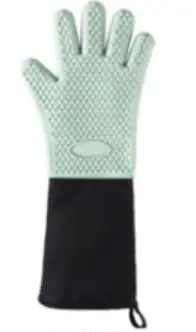 Extra long 50cm Five fingers silicone oven glove with acupuncture cotton quilted