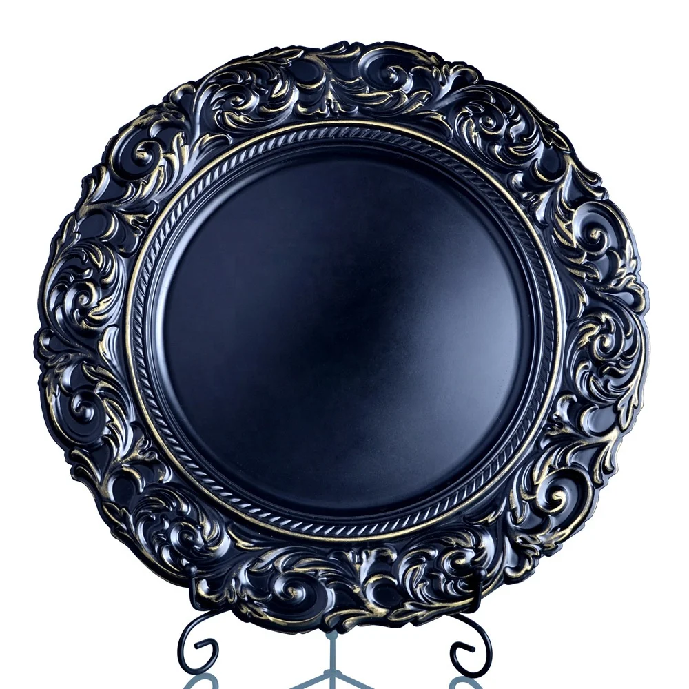 New style charger plates plastic wedding plates with gold