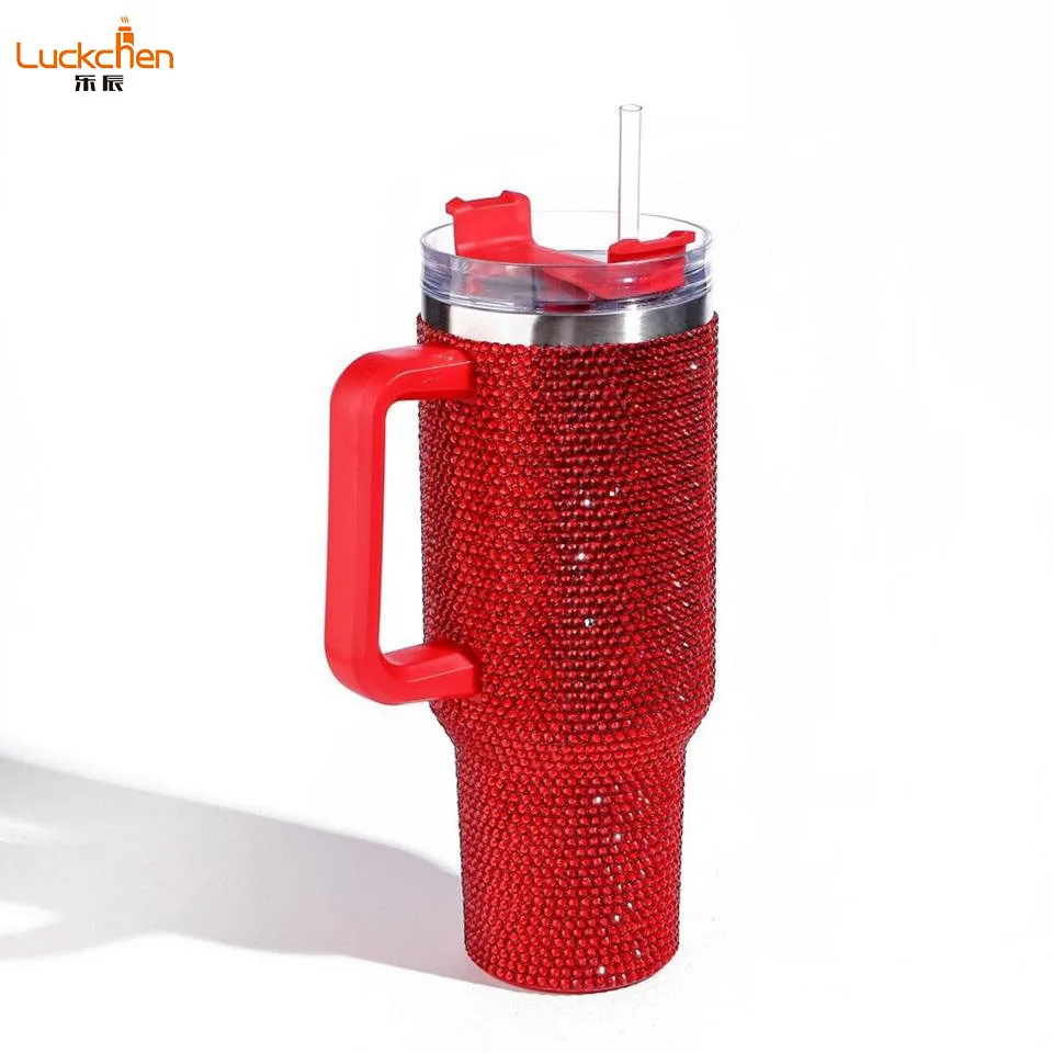 Custom Bling Tumbler 40oz Rugby Rhinestone Crystal Football Bling Tumblers With Straw