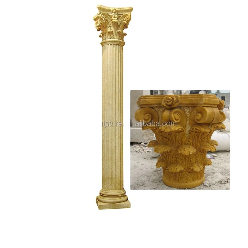 Hand Carved Stone Column Marble Roman Pilar Sculpture