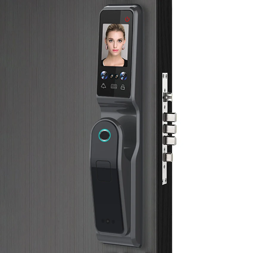 Tuya Wifi Fingerprint Recognition Smart Door Lock Cat Eye Automatic Face door lock with Camera Capture Function