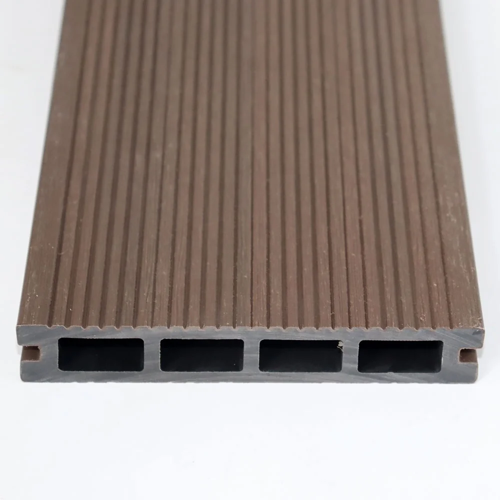 Dual-faced Decking Board WPC Smooth & Strip Surface Hollow Construction Weather-resistant Outdoor Garden Terrace Backyard