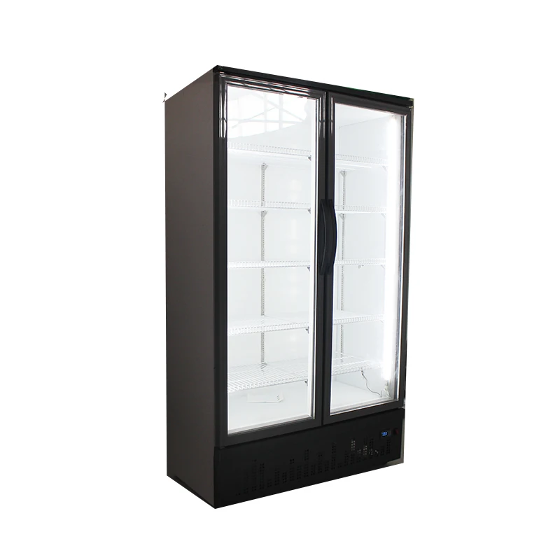 850L Upright Single-Temperature Display Cooler Supermarket Vertical Freezer with Auto Defrost Glass Construction Cool Climate