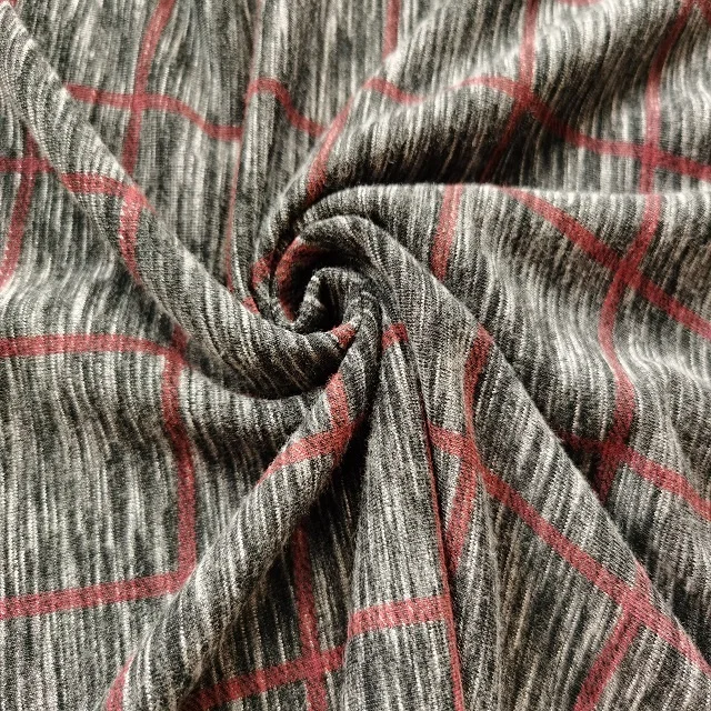 Jersey yarn dyed stripe soft hand feeling polyester rayon knitting printed viscose fabric
