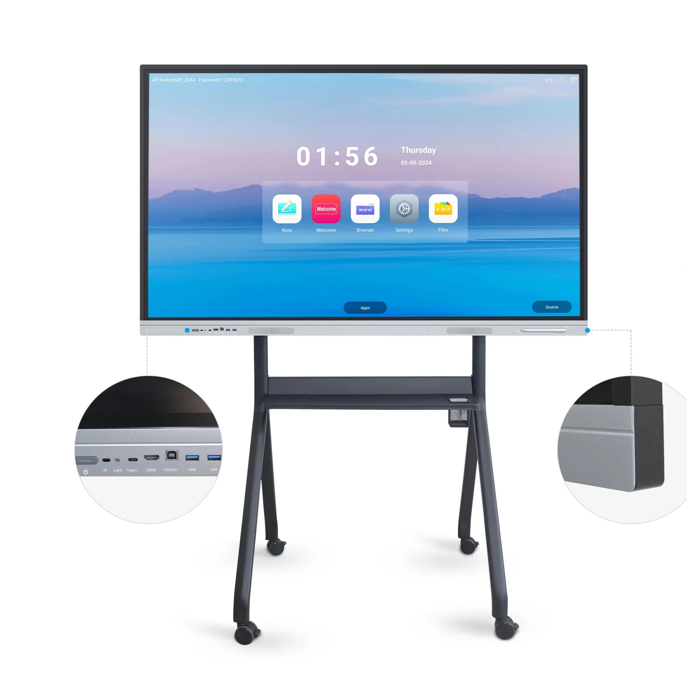 Factory Price 4K Android Interactive Whiteboard Touch Screen Multi-Language Software 65 75 85 98 110 Inch LCD Smart Board LED