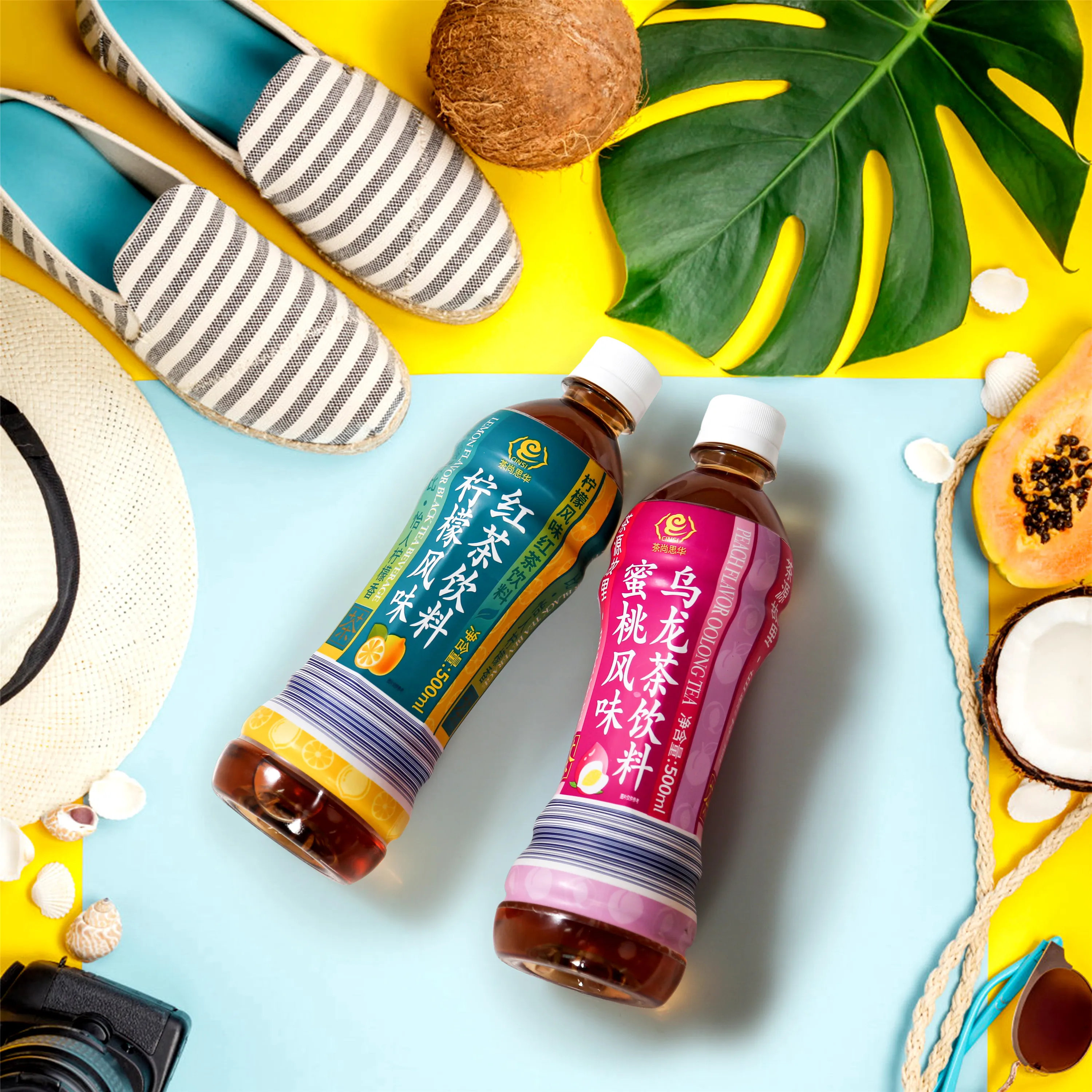 Tasty High Quality Peach Flavored Tea With Bottle Drink With PLA Material Degradable