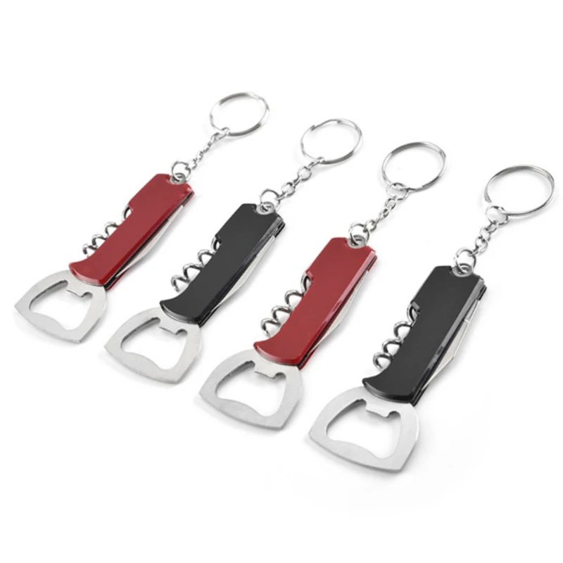 Ring Corkscrew Stainless Steel Plastic Key chain Wine Opener Plastic Handle Mini Keychain Corkscrew Wine Bottle Opener Key Chain
