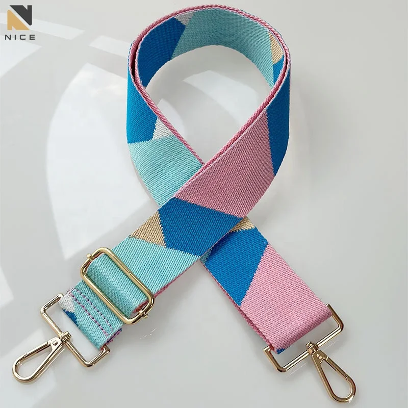 Wholesale Colorful Wide Shoulder Strap Replacement Fashionable Webbing Bag Strap Adjustable crossbody Bag Straps for DIY Handbag