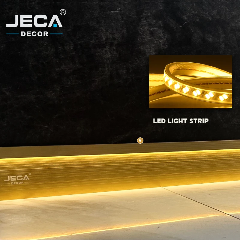 JECA High Quality Tile Accessories LED Skirting Board For Floor Decoration Factory Directly LED Golden Baseboard