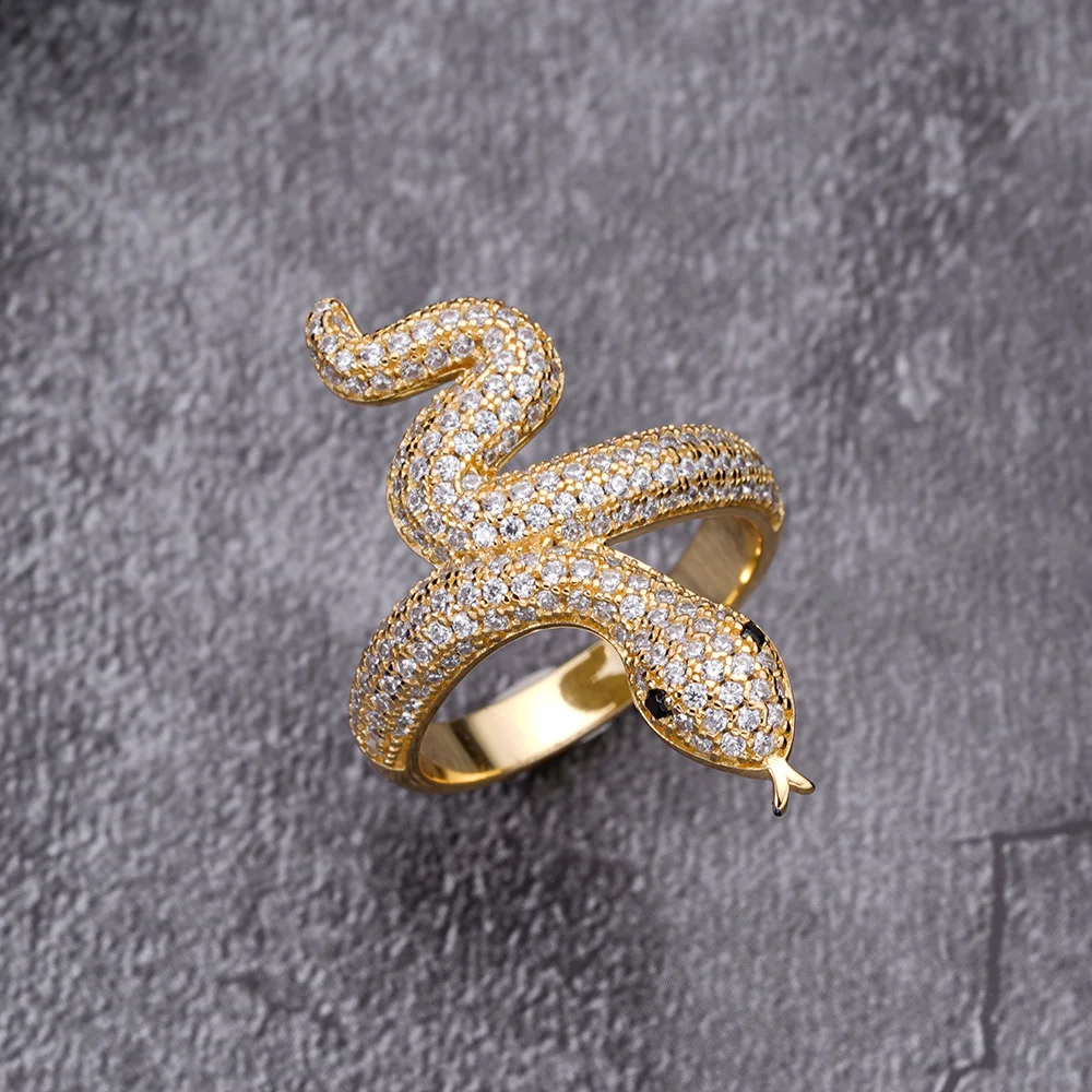 Wholesale Fashion Jewelry Simple Design Micro Pave Cz High Quality Mans Snake Rings For Men