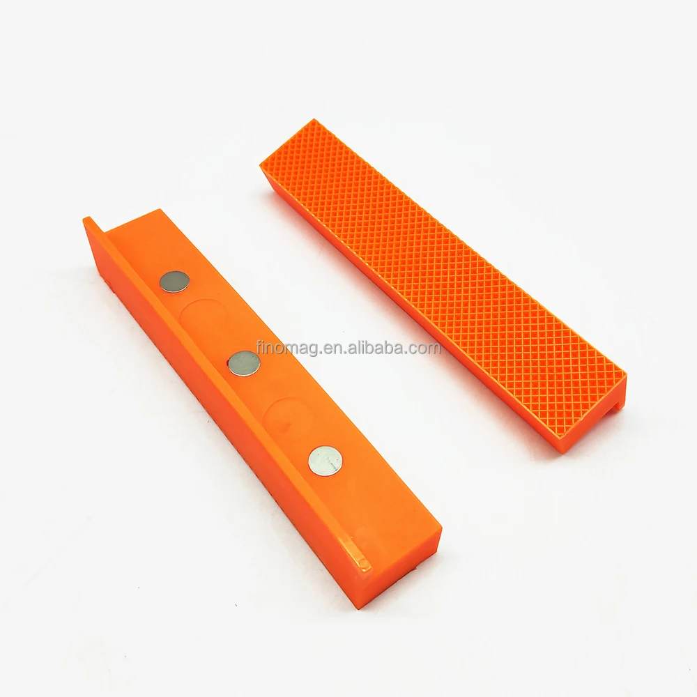 Strongly Magnetic Vise Jaw Pads, TPU, Multi-groove and Textured Inserts, for Clamping Woodworking Metal Plastics