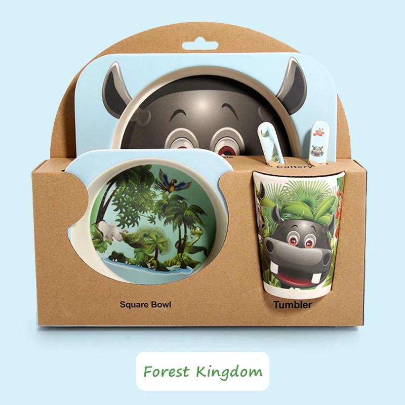 Biodegradable Clean Design Bowl Animal Children Tableware Set Eco Friendly Dinner Set Bamboo Fiber Kids Dinnerware Set