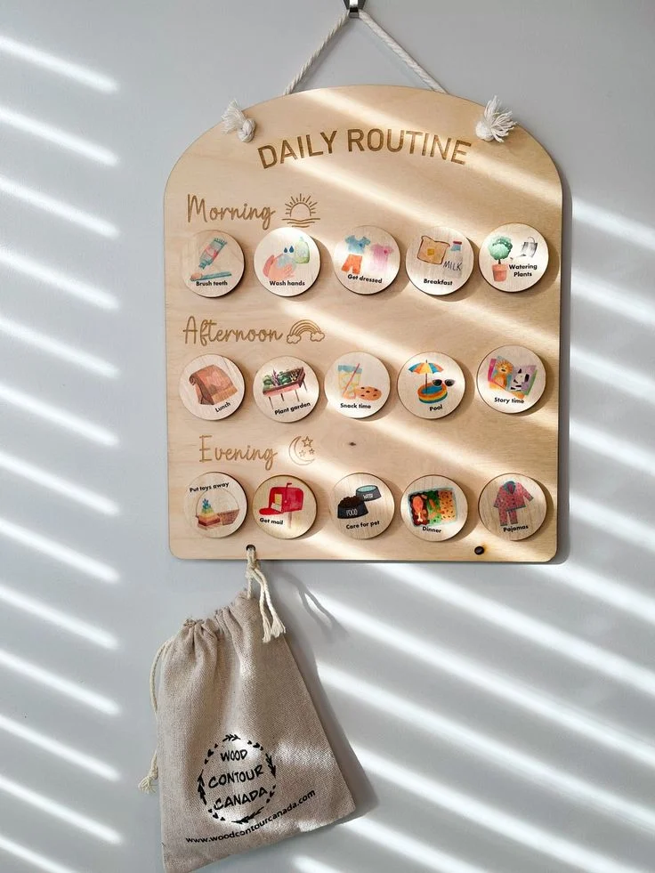 Kids gift Chore Chart Visual Schedule kids daily responsibility board rhythm cards wood daily routine chart for kids