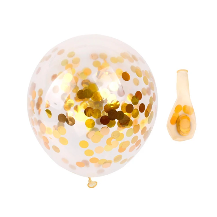 Wedding Birthday Party Decoration Helium Balls 12inch Gold Round Confetti Latex Balloons Glitter Clear Transparent Balloons