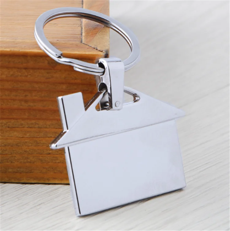 Hot Selling Blank Silver House Shape Custom Self Defense Keychain Accessories