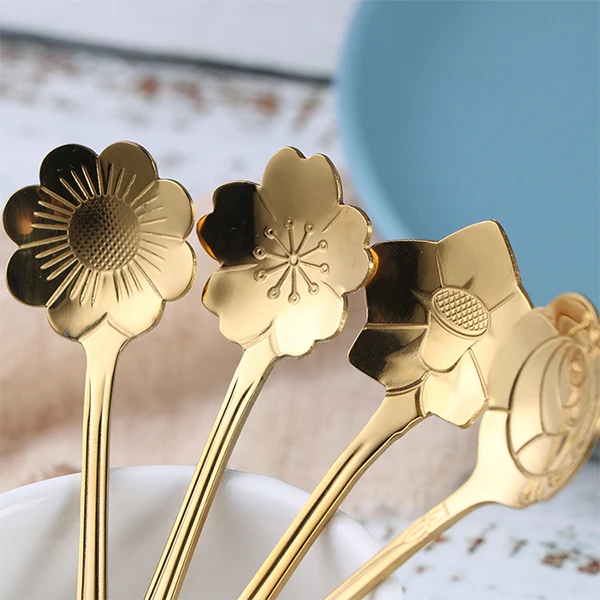 Fashionable mixing spoon stainless steel gold tea spoon drink coffee spoon