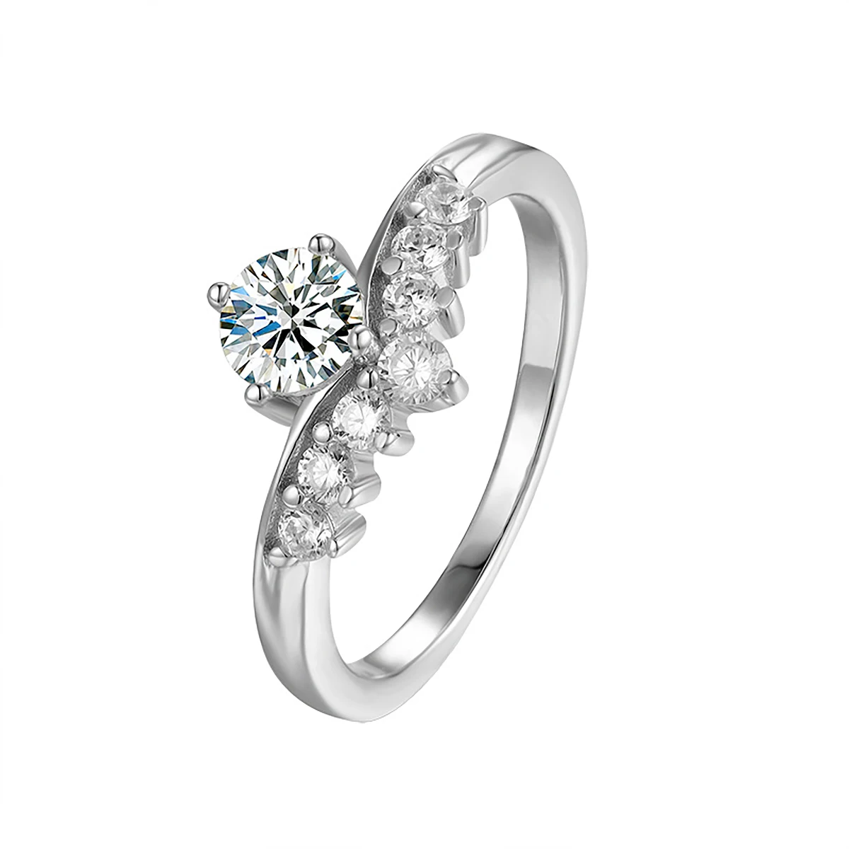 Wholesale 925 Sterling Silver White Gold plated Gra  5mm Diamond moissanite Small crown wedding ring women fine Jewelry