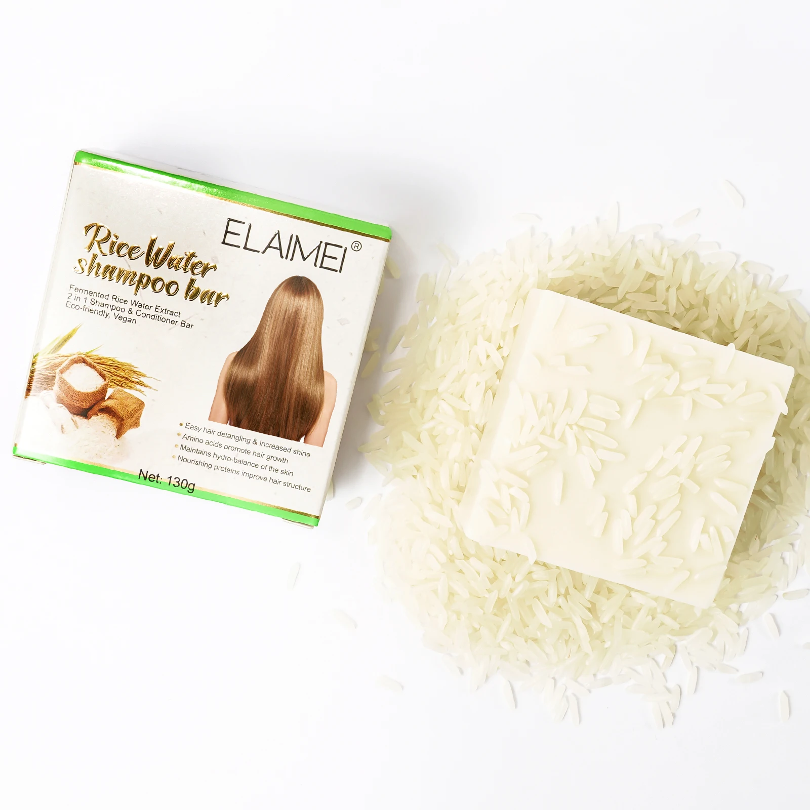 ELAIMEI 2 IN 1 Shampoo And Conditioner Bar Rice Water Shampoo  Soap
