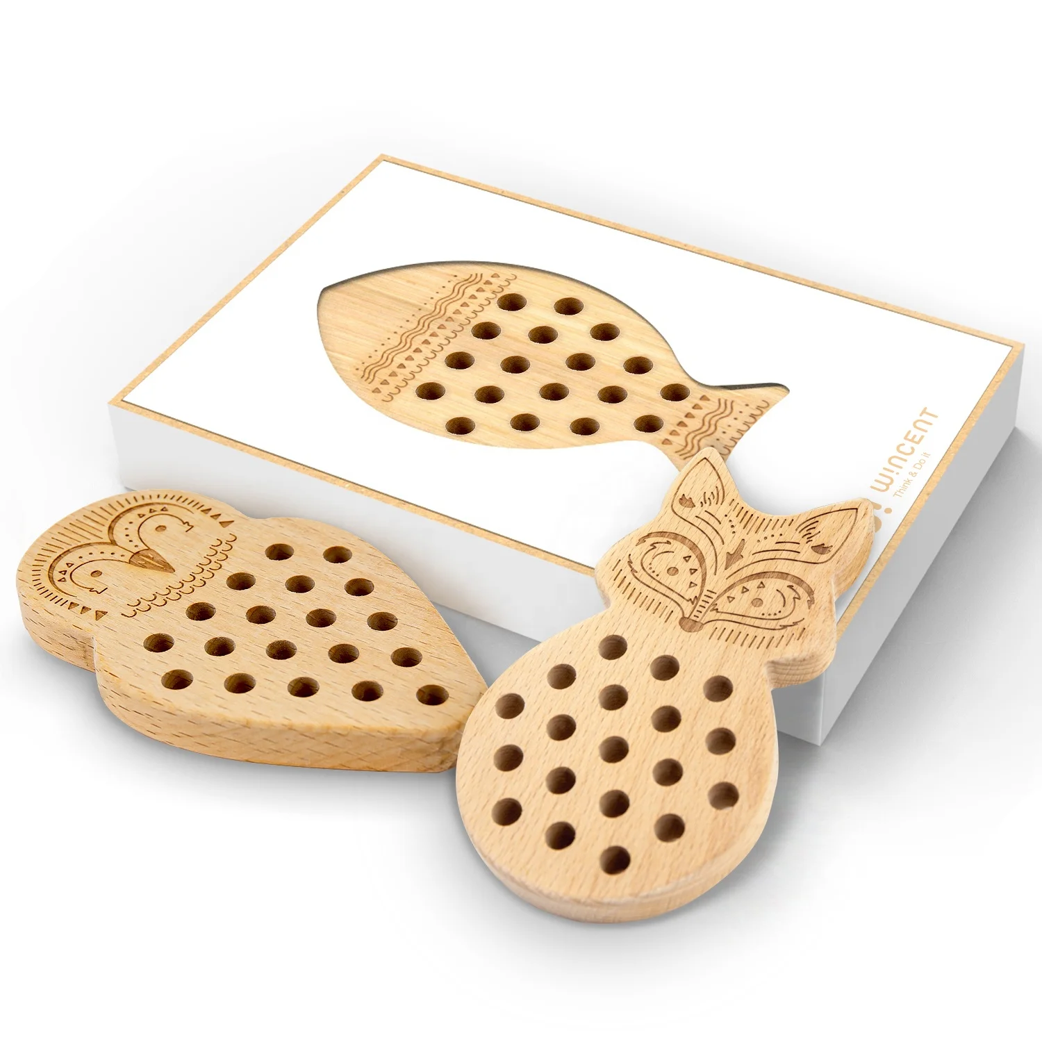 Customizable Logo Wooden Lacing Animal Threading Toys Educational Baby Wooden Toys For Kids 2024