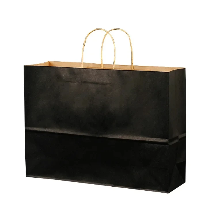 Custom Design Colorful Compostable Cut Handle Restaurant Food Takeaway Packaging Shopping Tote Kraft Paper Bag