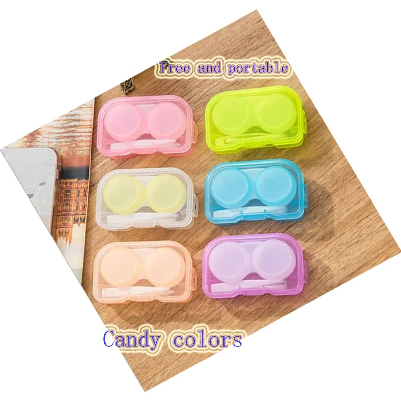 High Quality Simple portable candy contact lens case with Mirror Color Contact Lenses Case Accessories Plastic Material holder