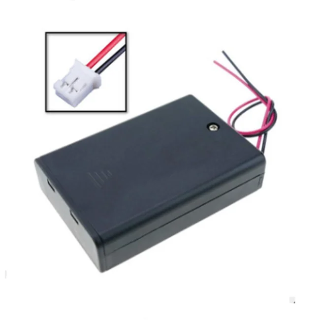 3aa battery holder with PH2.0-2P Connector on Red&Black Wire Leads,cover and switch