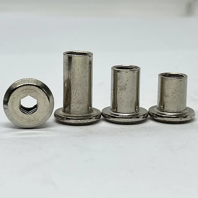 Factory M8 Nickel Insert-hexagon Connecting Nut Chamfered Hexagon Truss Head Barrel Nut For Door Furniture Fastening Splint Nut