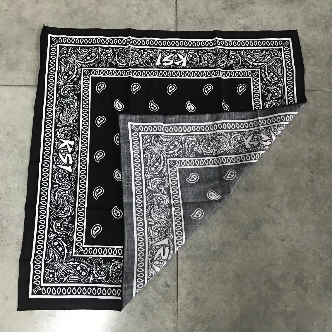 Paisley design with customized logo print cotton square bandana