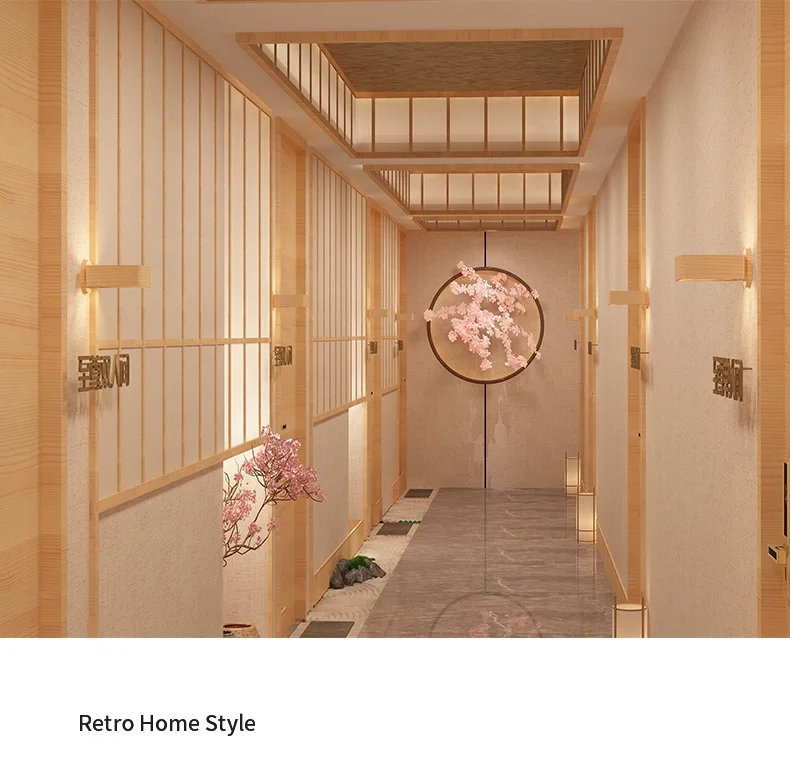 Customization Japanese indoor solid wood lattice partition restaurant sliding door